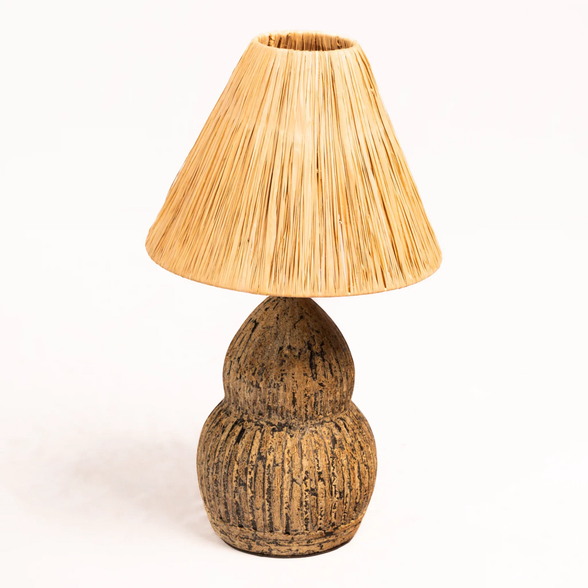 Althaea handmade clay table lamp with a flared shade