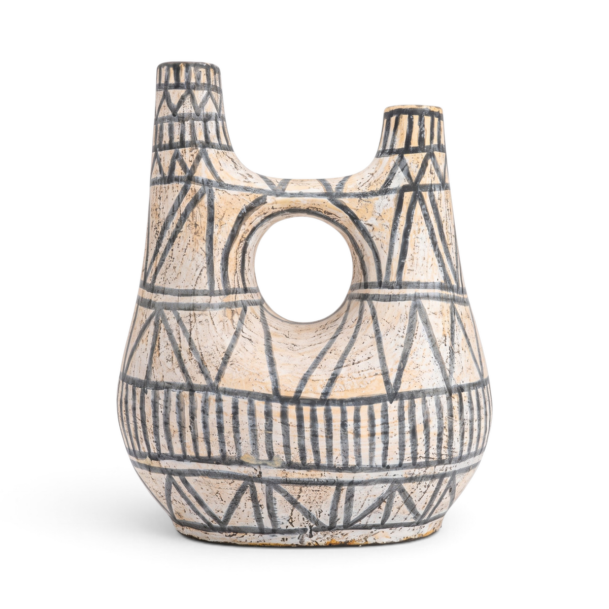 Medium Pottery Terracotta Tanduk Full Corak
