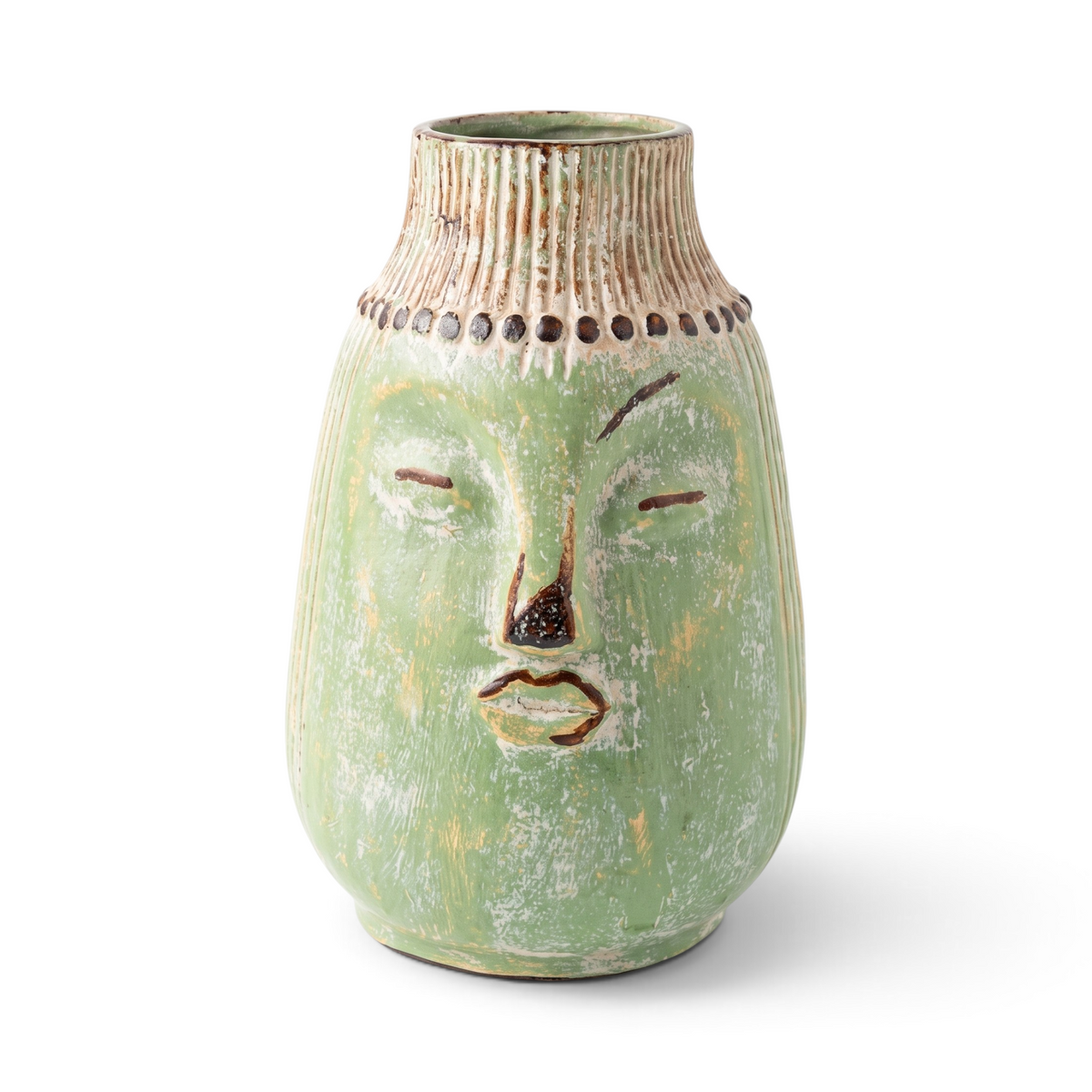 Mini Pottery Terracotta Face Green