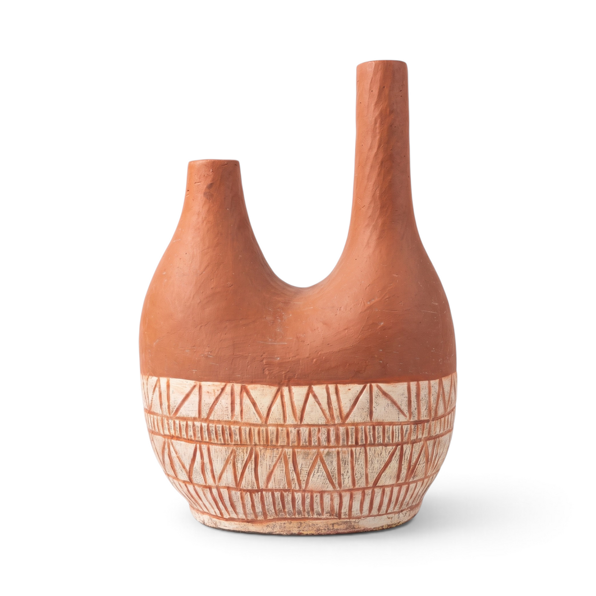 Medium Pottery Terracotta Tanduk Corak Orange