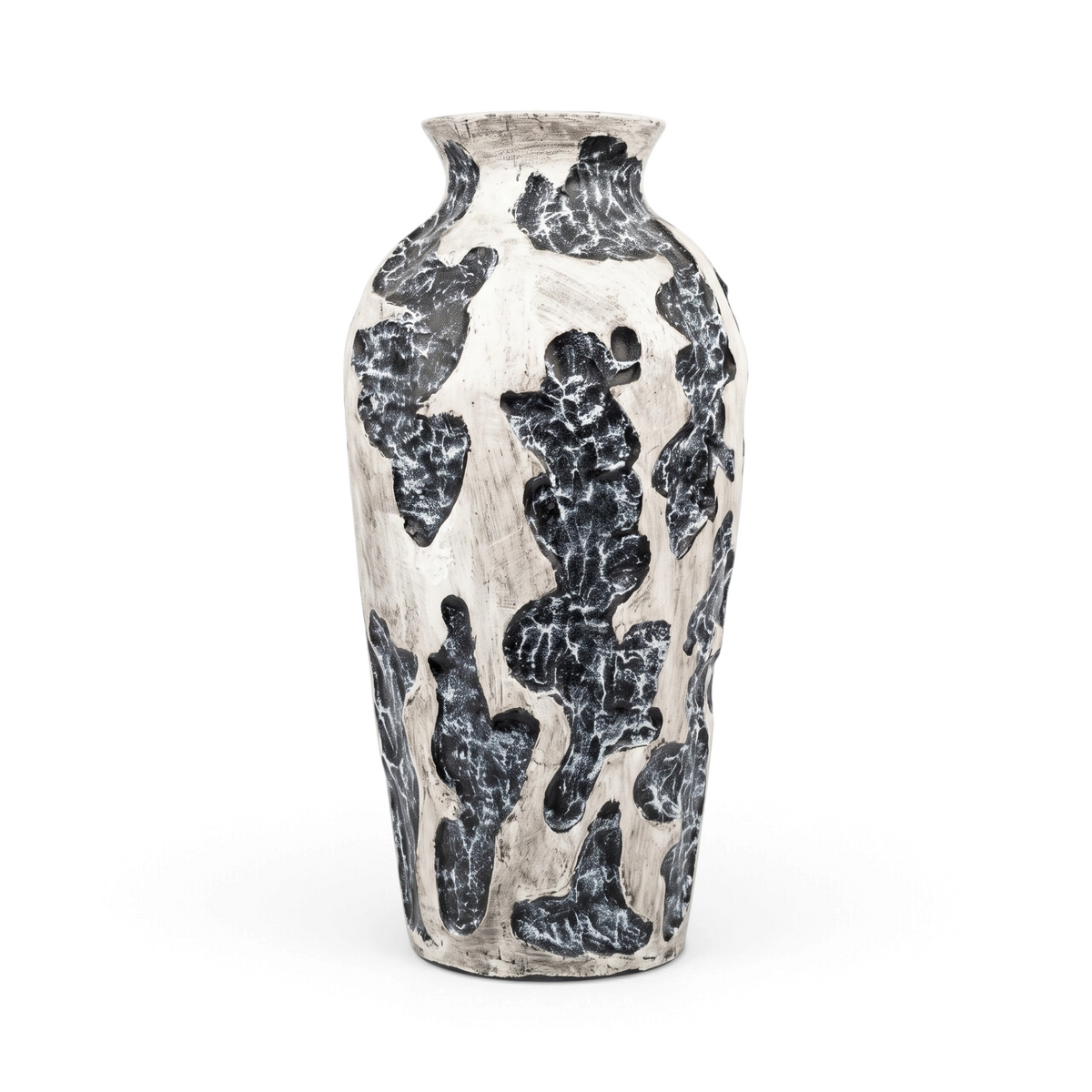 Medium Pottery Tabung Susu, black and white handmade clay vase, second finish